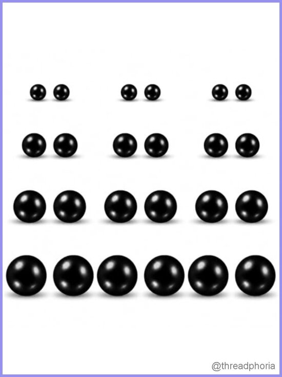 Jewelry - 12 Pairs Simulated Pearl Stud Earrings Set Stainless Steel 4mm-10mm